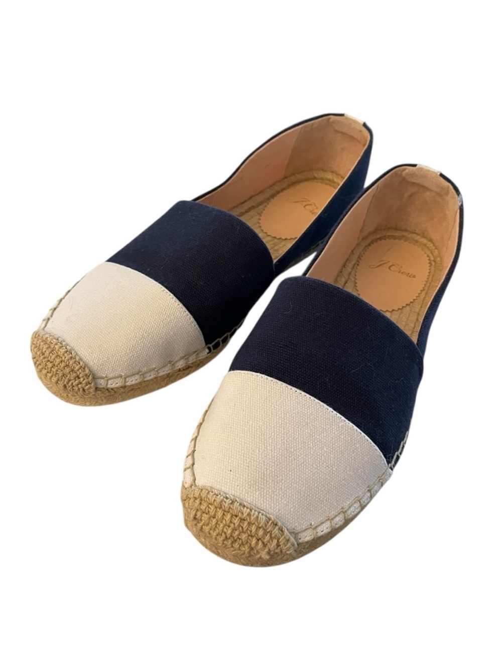 J Crew Women's Navy and White Canvas Espadrilles size 8.5 - Picture 2 of 15